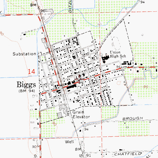 Topographic Map of Butte County Fire Department Station 73, CA