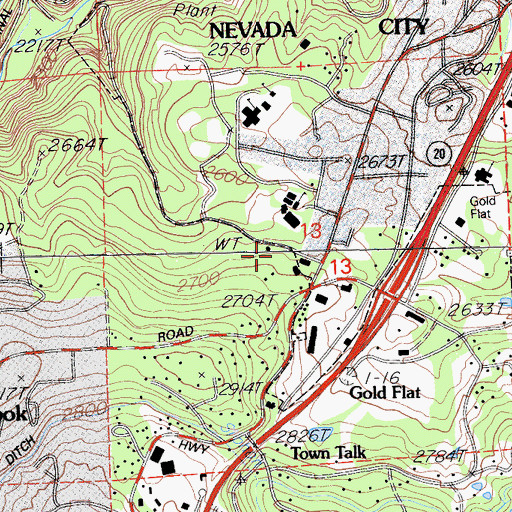 Topographic Map of Nevada City Fire Department / Nevada County Consolidated Fire District Station 54, CA