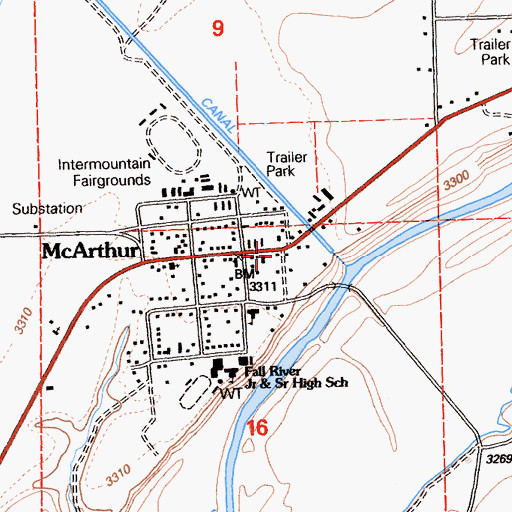 Topographic Map of McArthur Volunteer Fire Department Station 1, CA