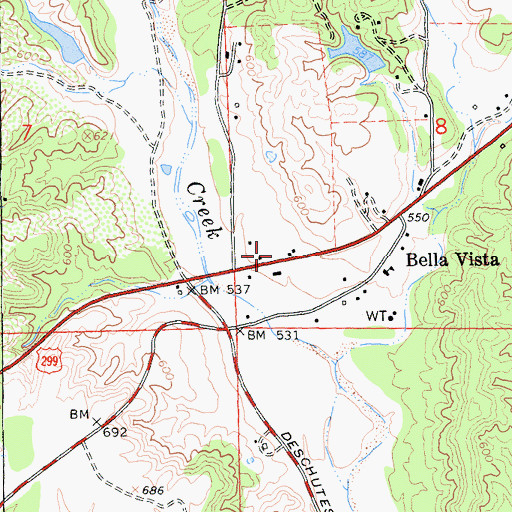 Topographic Map of Bella Vista Volunteer Fire Company, CA