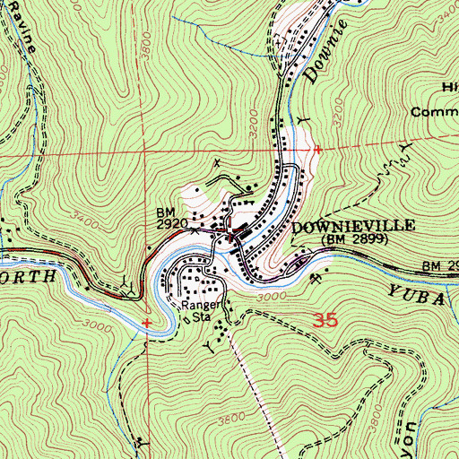 Topographic Map of Downieville Fire Protection District, CA