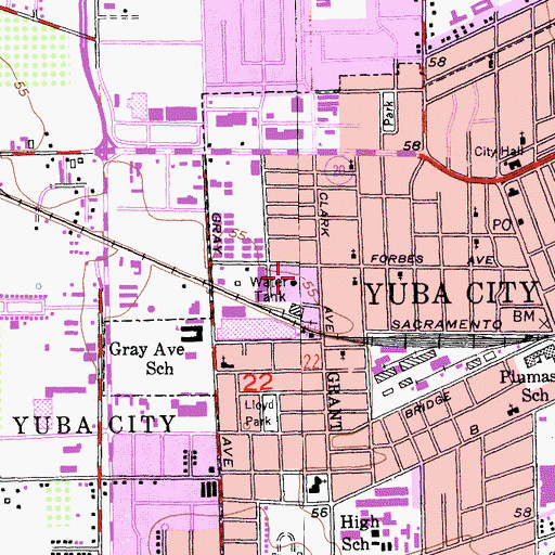 Topographic Map of Yuba City Fire Department Station 1, CA
