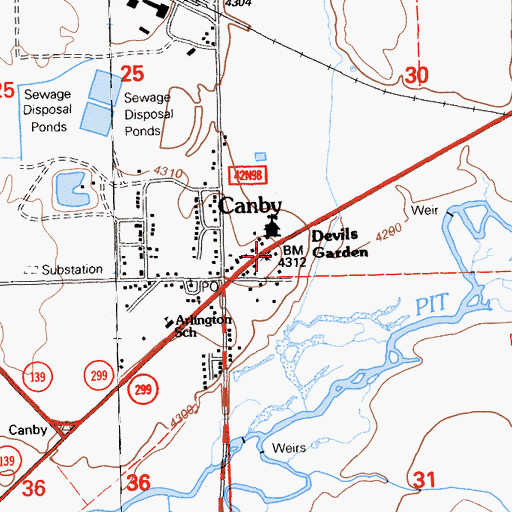 Topographic Map of Canby Fire Protection District, CA