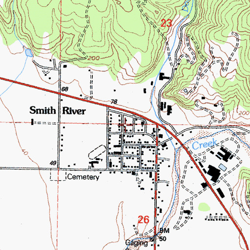 Topographic Map of Smith River Fire Protection District, CA