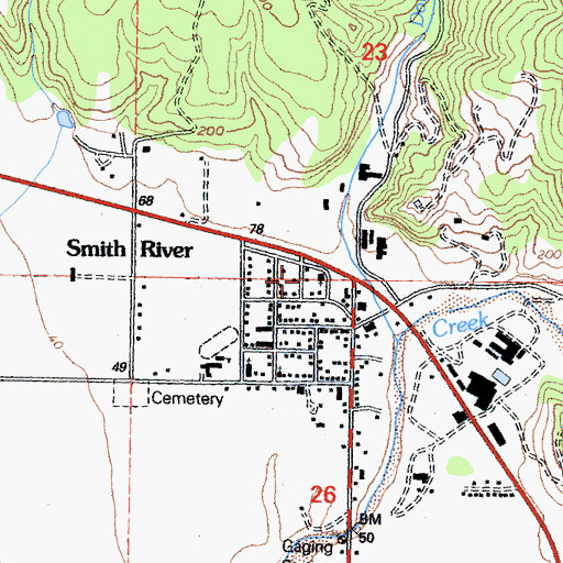 Topographic Map of Smith River Fire Protection District, CA