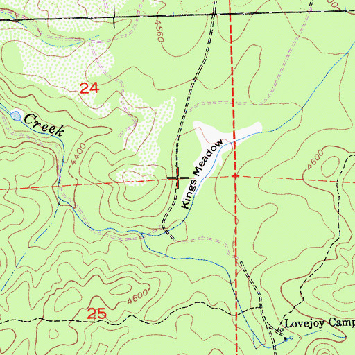 Topographic Map of Kings Meadow, CA