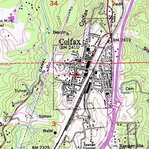 Topographic Map of Colfax Fire Department, CA