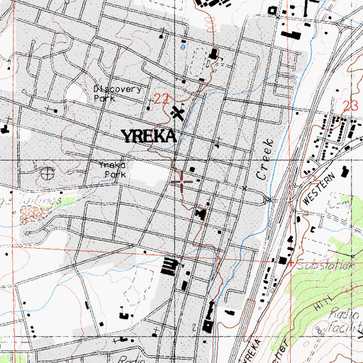 Topographic Map of Yreka Volunteer Fire Department, CA