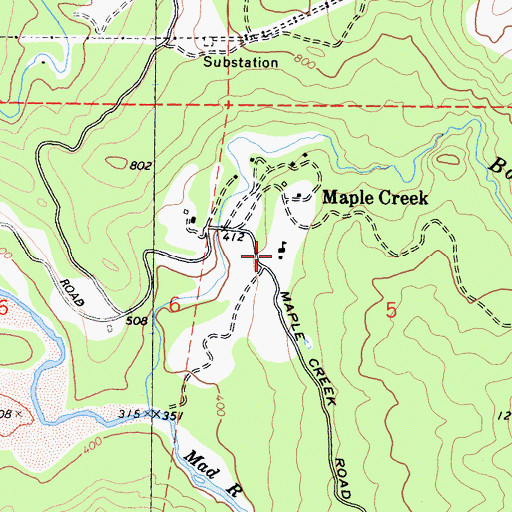 Topographic Map of Maple Creek Volunteer Fire Company, CA