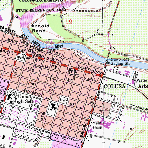 Topographic Map of Sacramento River Fire Protection District Colusa Station, CA