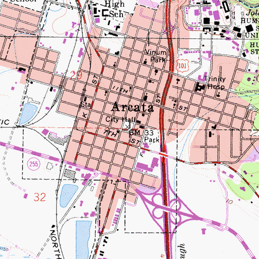 Topographic Map of Arcata Fire Protection District, CA