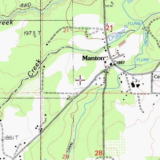 Topographic Map of Tehama County Fire Department Station 18 Manton, CA