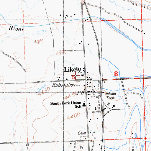 Topographic Map of Likely Volunteer Fire Protection District, CA
