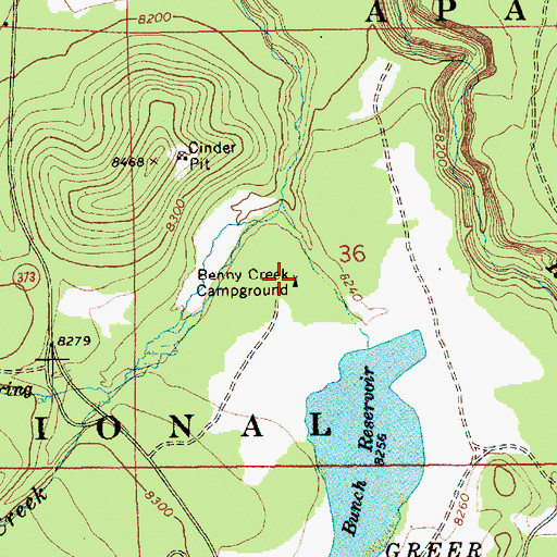 Topographic Map of Benny Creek Campground, AZ