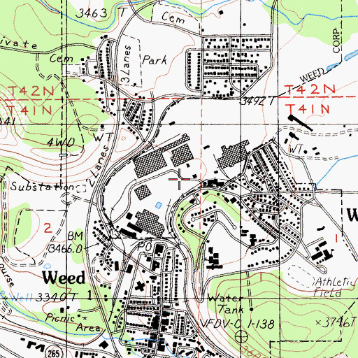 Topographic Map of Weed City Volunteer Fire Department, CA