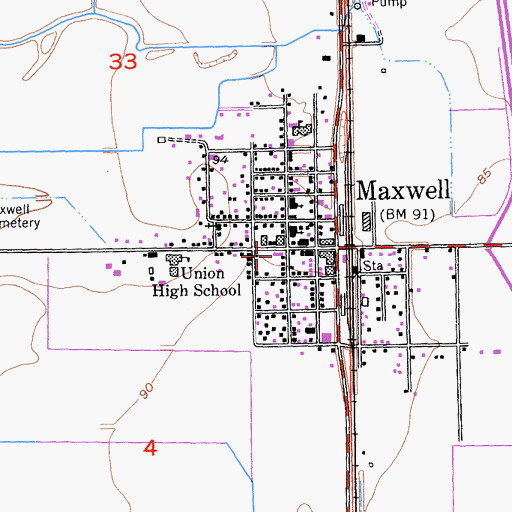 Topographic Map of Maxwell Fire Protection District, CA