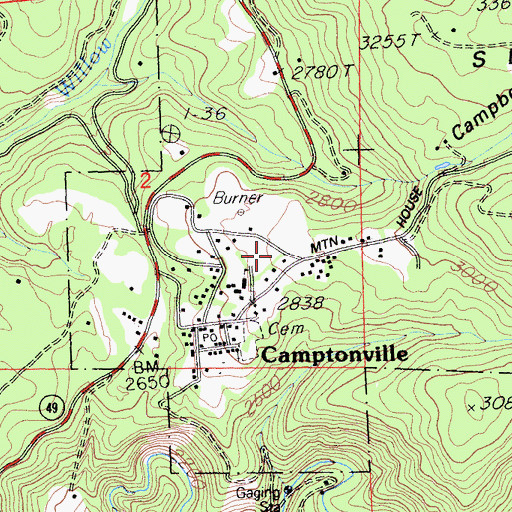 Topographic Map of Camptonville Volunteer Fire Department, CA