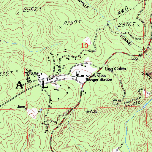 Topographic Map of United States Forest Service North Yuba Ranger Station, CA