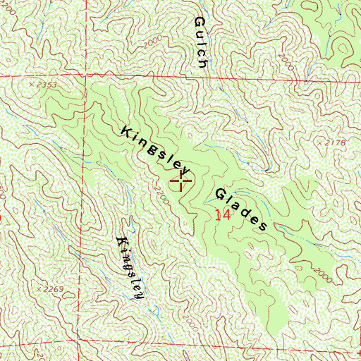 Topographic Map of Kingsley Glades, CA