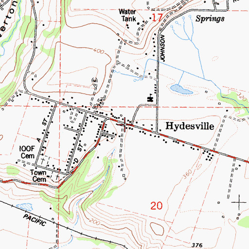 Topographic Map of Fortuna Volunteer Fire Department Hydesville Station, CA