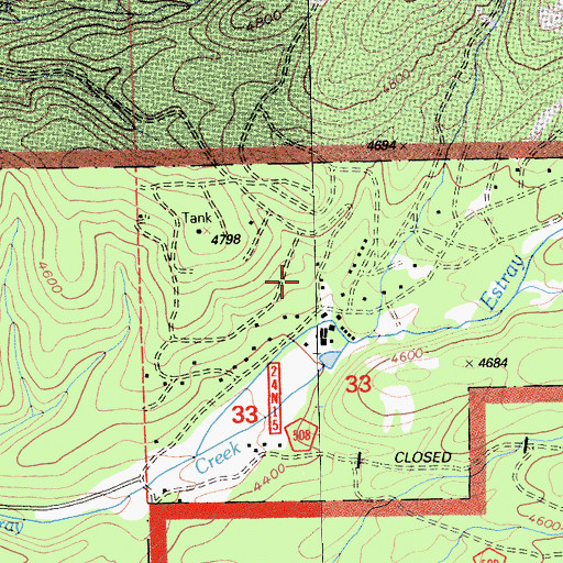 Topographic Map of Greenhorn Creek Volunteer Fire Department, CA