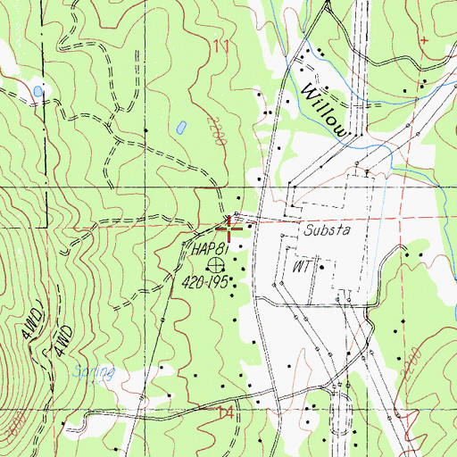 Topographic Map of Montgomery Creek Volunteer Fire Company Station 71, CA
