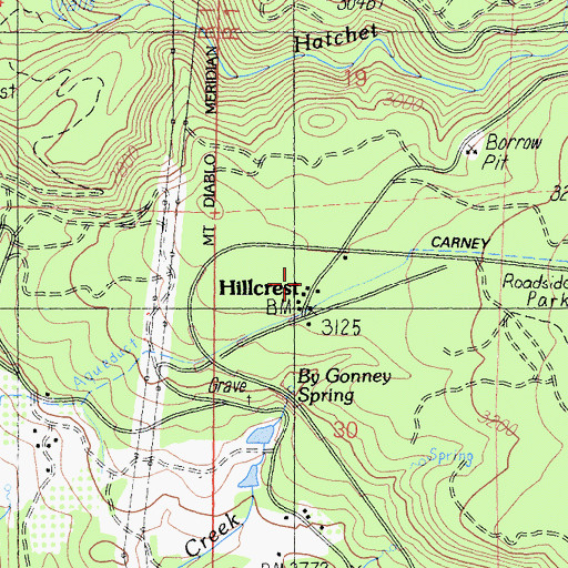 Topographic Map of Montgomery Creek Volunteer Fire Company Station 71 Substation, CA