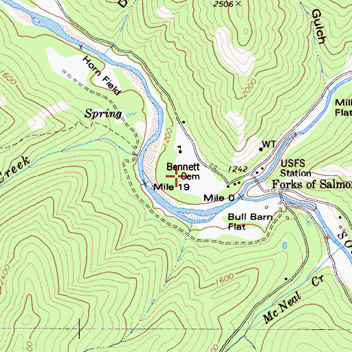 Topographic Map of Salmon River Volunteer Fire and Rescue, CA