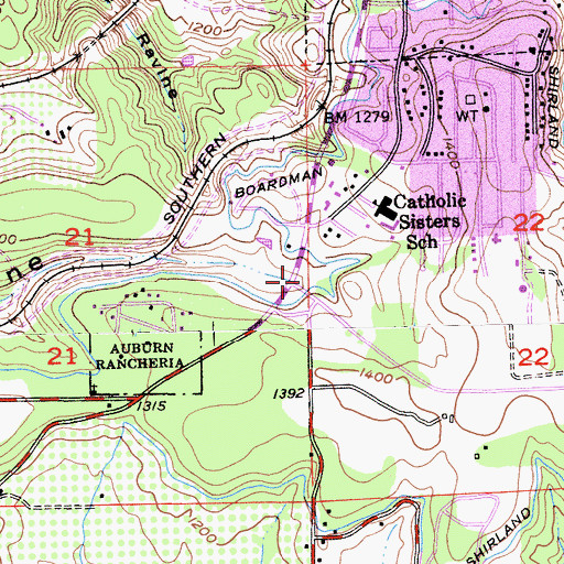 Topographic Map of Auburn City Fire Department Station 3 Maidu, CA