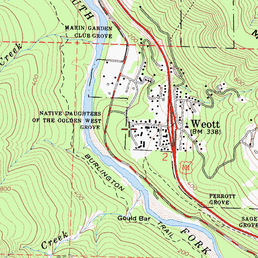 Topographic Map of California Department of Forestry and Fire Protection Weott, CA