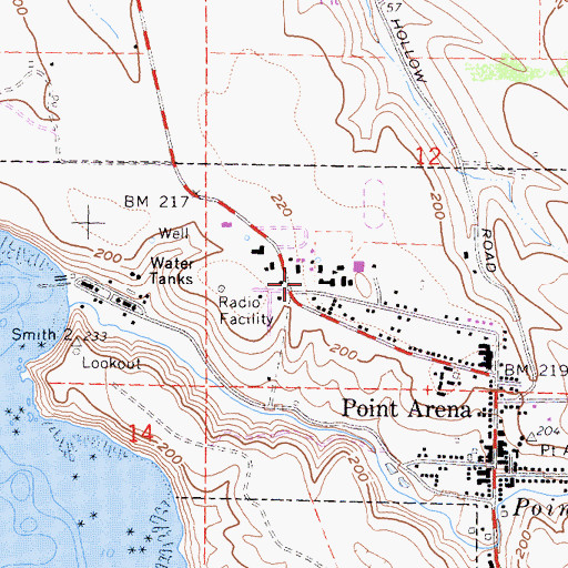Topographic Map of Redwood Coast Fire Department, CA