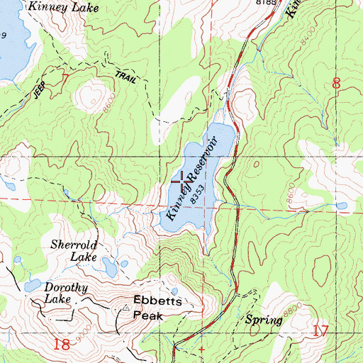 Topographic Map of Kinney Reservoir, CA