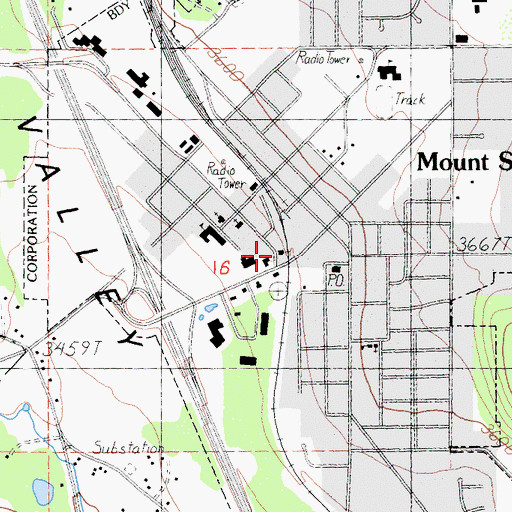 Topographic Map of Mount Shasta City Fire Department Station 2, CA