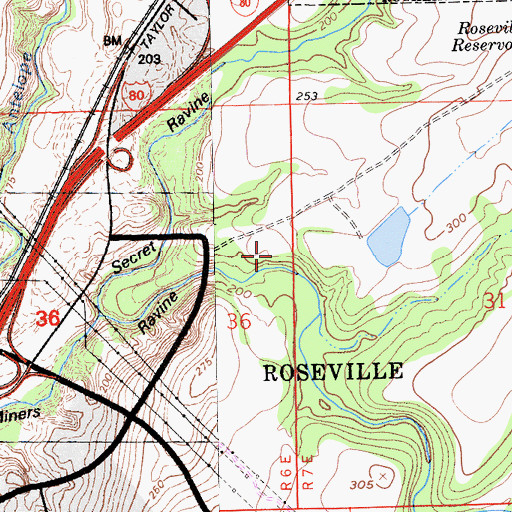 Topographic Map of Placer County Fire Department Station 6 / Roseville Fire Department Station 6, CA