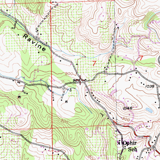 Topographic Map of Placer County Fire Department Station 182 / Ophir Fire Station, CA