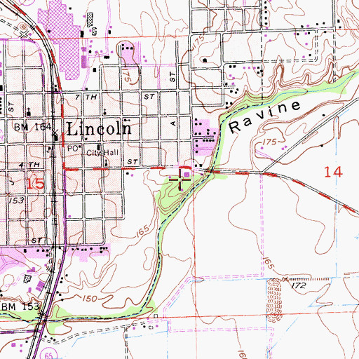 Topographic Map of Placer County Fire Department Station 33 / Lincoln City Fire Department Station 1, CA