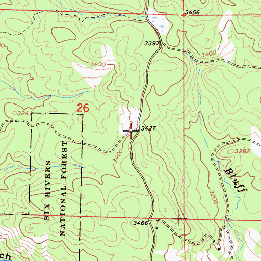 Topographic Map of Zenia Kettenpom Volunteer Fire Department, CA