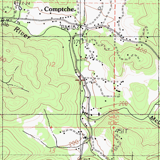 Topographic Map of Comptche Volunteer Fire Department, CA