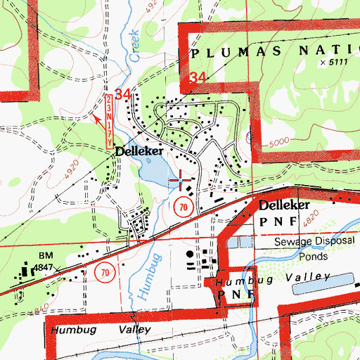 Topographic Map of Eastern Plumas Rural Fire Protection District Station 1, CA