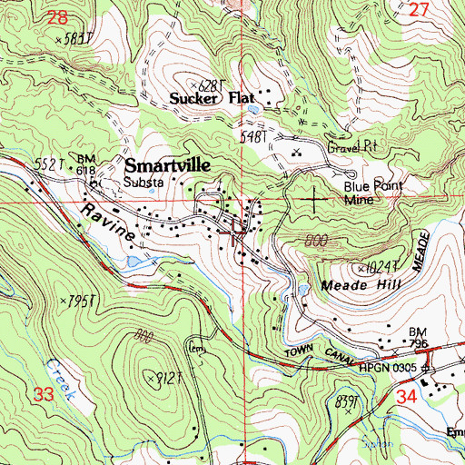 Topographic Map of Smartsville Fire Protection District, CA