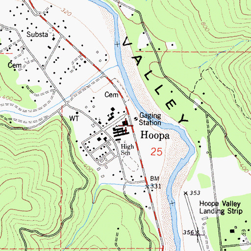 Topographic Map of Hoopa Valley Volunteer Fire Department, CA