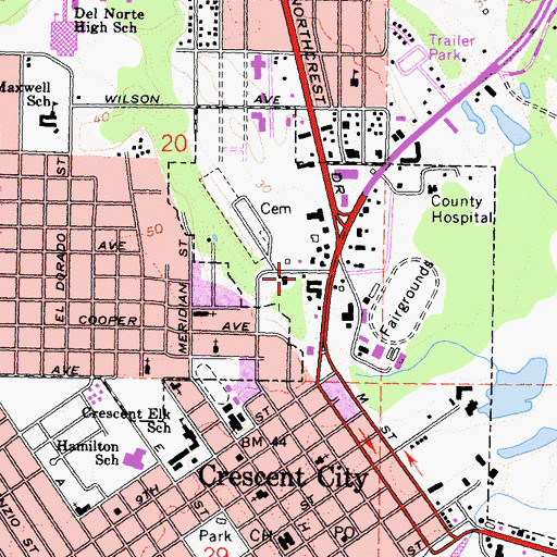 Topographic Map of Crescent Fire Protection District Cooper Station, CA