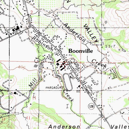 Topographic Map of Anderson Valley Volunteer Fire Department Station 741, CA