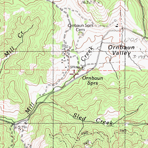 Topographic Map of Anderson Valley Volunteer Fire Station, CA
