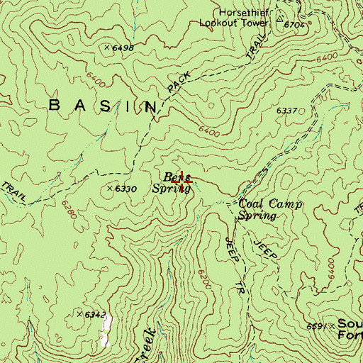 Topographic Map of Bens Spring, AZ