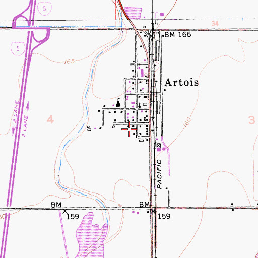 Topographic Map of Artois Fire Protection District, CA