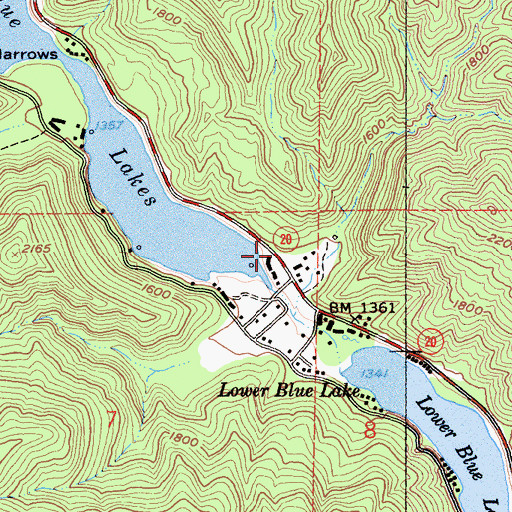 Topographic Map of Northshore Fire Protection District Station 91 Blue Lakes, CA