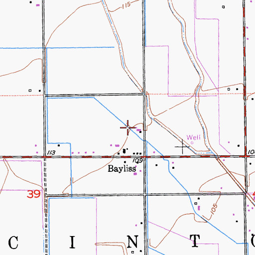Topographic Map of Bayliss Fire Protection District, CA
