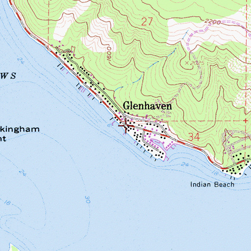 Topographic Map of Northshore Fire Protection District Station 76 Glenhaven, CA