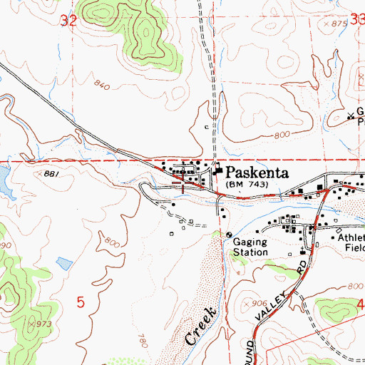 Topographic Map of Tehama County Fire Department Paskenta, CA